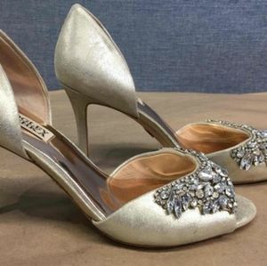 Badgley Mischka Women Size 7 metallic rhinestone party wedding Shoes